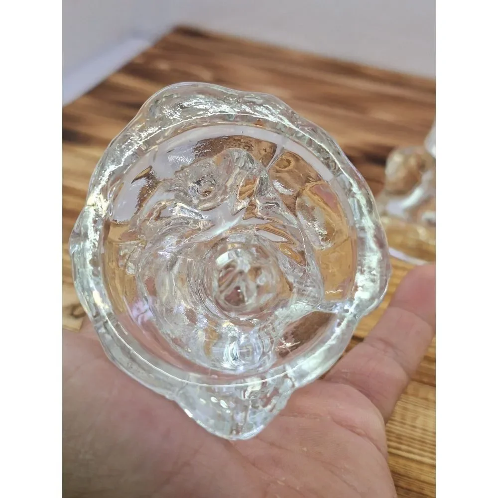 Set Of‎ 2 Kneeling CHRISTMAS TAPERED GLASS ANGEL CANDLE Holders 4.25